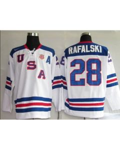 2010 Olympic Team USA #28 Brian Rafalski Stitched White 1960 Throwback NHL Jersey
