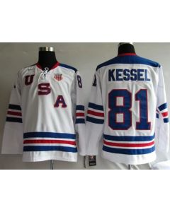 2010 Olympic Team USA #81 Phil Kessel Stitched White 1960 Throwback NHL Jersey
