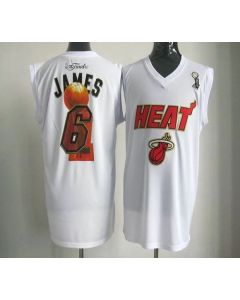 2012 NBA Finals Heat #6 LeBron James White Stitched NBA Jersey