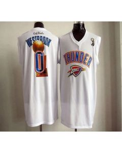 2012 NBA Finals Thunder #0 Russell Westbrook White Stitched NBA Jersey