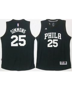 76ers #25 Ben Simmons Black Fashion Stitched NBA Jersey