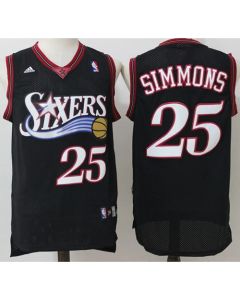76ers #25 Ben Simmons Black Throwback Stitched NBA Jersey