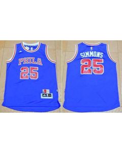76ers #25 Ben Simmons Blue Throwback Stitched NBA Jersey
