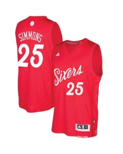 76ers #25 Ben Simmons Red 2016-2017 Christmas Day Stitched NBA Jersey
