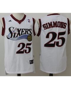 76ers #25 Ben Simmons White Throwback Stitched NBA Jersey
