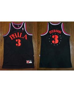 76ers #3 Allen Iverson Black 1964 Throwback Stitched NBA Jersey