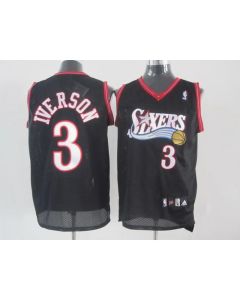 76ers #3 Allen Iverson Black Stitched NBA Jersey