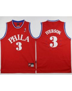 76ers #3 Allen Iverson Red 1964 Throwback Stitched NBA Jersey