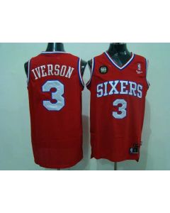 76ers #3 Allen Iverson Red Reebok 10TH Throwback Stitched NBA Jersey
