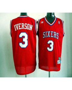 76ers #3 Allen Iverson Red Throwback Stitched NBA Jersey