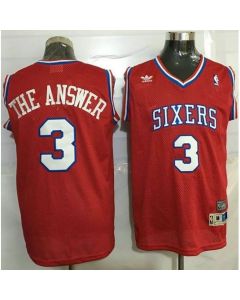 76ers #3 Allen Iverson Red Throwback "The Answer" Stitched NBA Jersey