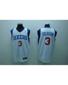 76ers #3 Allen Iverson Stitched White NBA Jersey