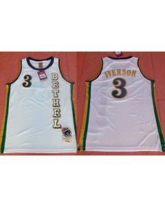 76ers #3 Allen Iverson White Bethel High School Stitched NBA Jersey