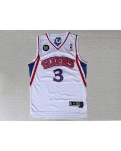 76ers #3 Allen Iverson White Reebok 10TH Throwback Stitched NBA Jersey