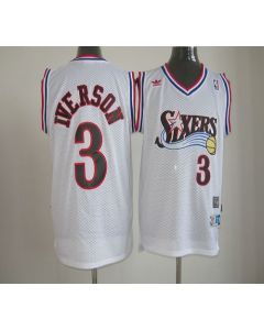 76ers #3 Allen Iverson White Throwback Stitched NBA Jersey