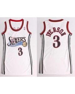 76ers #3 Allen Iverson White Women's Dress Stitched NBA Jersey
