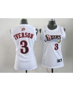 76ers #3 Allen Iverson White Women's Home Stitched NBA Jersey
