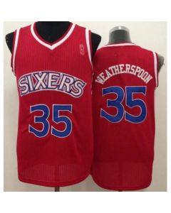 76ers #35 Clarence Weatherspoon Red Throwback Stitched NBA Jersey