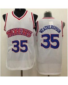 76ers #35 Clarence Weatherspoon White Throwback Stitched NBA Jersey