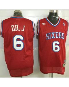 76ers #6 Julius Erving Red Throwback "DR. J" Stitched NBA Jersey