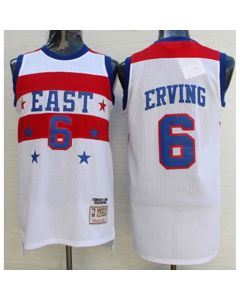 76ers #6 Julius Erving White 1980 All Star Stitched NBA Jersey