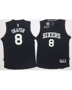 76ers #8 Jahlil Okafor Black Fashion Stitched NBA Jersey