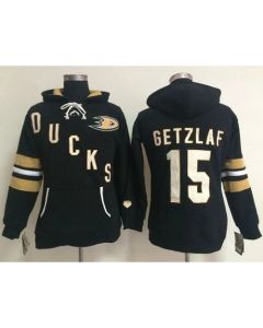 Anaheim Ducks #15 Ryan Getzlaf Black Women's Old Time Heidi NHL Hoodie