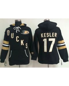 Anaheim Ducks #17 Ryan Kesler Black Women's Old Time Heidi NHL Hoodie