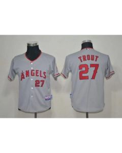 Angels #27 Mike Trout Grey Cool Base Stitched Youth MLB Jersey