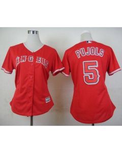 Angels #5 Albert Pujols Red Alternate Women's Stitched MLB Jersey