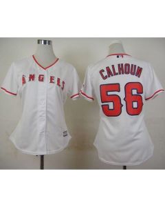Angels #56 Kole Calhoun White Home Women's Stitched MLB Jersey