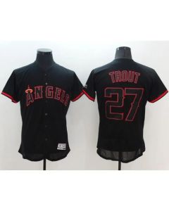 Angels of Anaheim #27 Mike Trout Black Fashion Flexbase Authentic Collection Stitched MLB Jersey