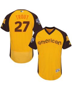 Angels of Anaheim #27 Mike Trout Gold Flexbase Authentic Collection 2016 All-Star American League Stitched MLB Jersey