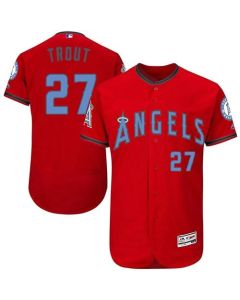 Angels of Anaheim #27 Mike Trout Red Flexbase Authentic Collection 2016 Father's Day Stitched MLB Jersey