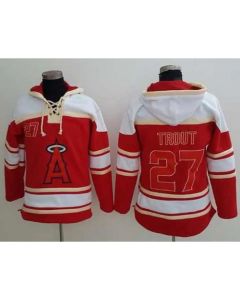 Angels of Anaheim #27 Mike Trout Red Sawyer Hooded Sweatshirt MLB Hoodie