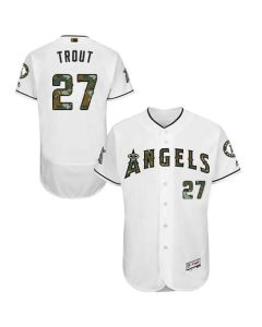 Angels of Anaheim #27 Mike Trout White Flexbase Authentic Collection 2016 Memorial Day Stitched MLB Jersey