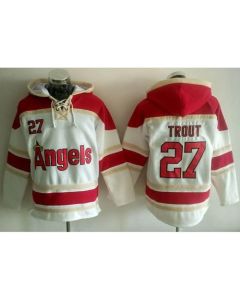 Angels of Anaheim #27 Mike Trout White Sawyer Hooded Sweatshirt MLB Hoodie