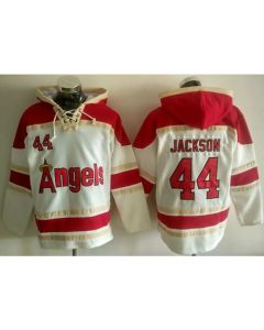 Angels of Anaheim #44 Reggie Jackson White Sawyer Hooded Sweatshirt MLB Hoodie