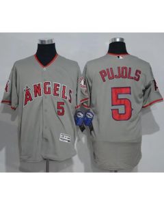 Angels of Anaheim #5 Albert Pujols Grey Flexbase Authentic Collection Stitched MLB Jersey