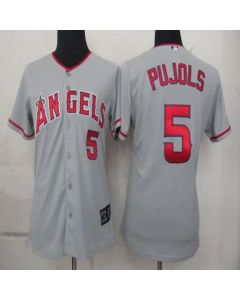 Angels of Anaheim #5 Albert Pujols Grey Women's Fashion Stitched MLB Jersey