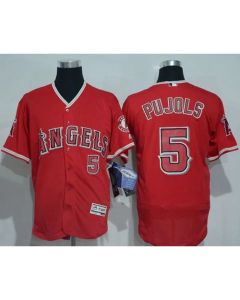 Angels of Anaheim #5 Albert Pujols Red Flexbase Authentic Collection Stitched MLB Jersey