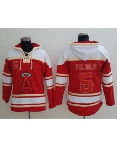 Angels of Anaheim #5 Albert Pujols Red Sawyer Hooded Sweatshirt MLB Hoodie