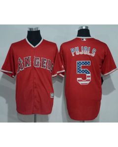 Angels of Anaheim #5 Albert Pujols Red USA Flag Fashion Stitched MLB Jersey