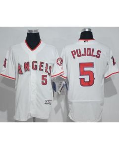 Angels of Anaheim #5 Albert Pujols White Flexbase Authentic Collection Stitched MLB Jersey