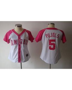 Angels of Anaheim #5 Albert Pujols White/Pink Women's Splash Fashion Stitched MLB Jersey