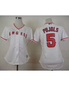 Angels of Anaheim #5 Albert Pujols White Women's Home Stitched MLB Jersey