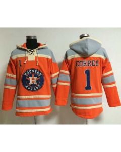 Astros #1 Carlos Correa Orange Sawyer Hooded Sweatshirt MLB Hoodie