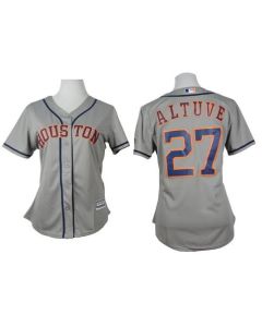 Astros #27 Jose Altuve Grey Road Women's Stitched MLB Jersey