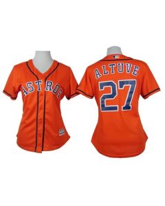 Astros #27 Jose Altuve Orange Alternate Women's Stitched MLB Jersey