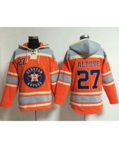 Astros #27 Jose Altuve Orange Sawyer Hooded Sweatshirt MLB Hoodie